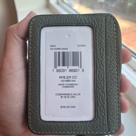 Coach Dark Sage Leather Card Holder - Picture 3 of 7